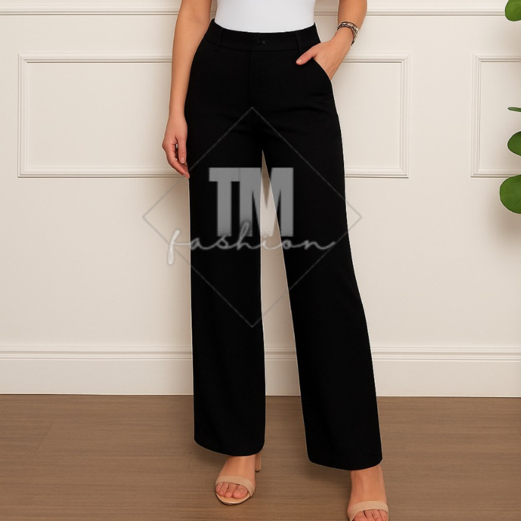 Calça Feminina Alfaiataria Pantalona Social Elega