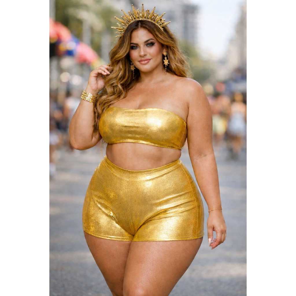 CONJUNTO CARNAVAL METALIZADO PLUS SIZE CURVY FEMIN