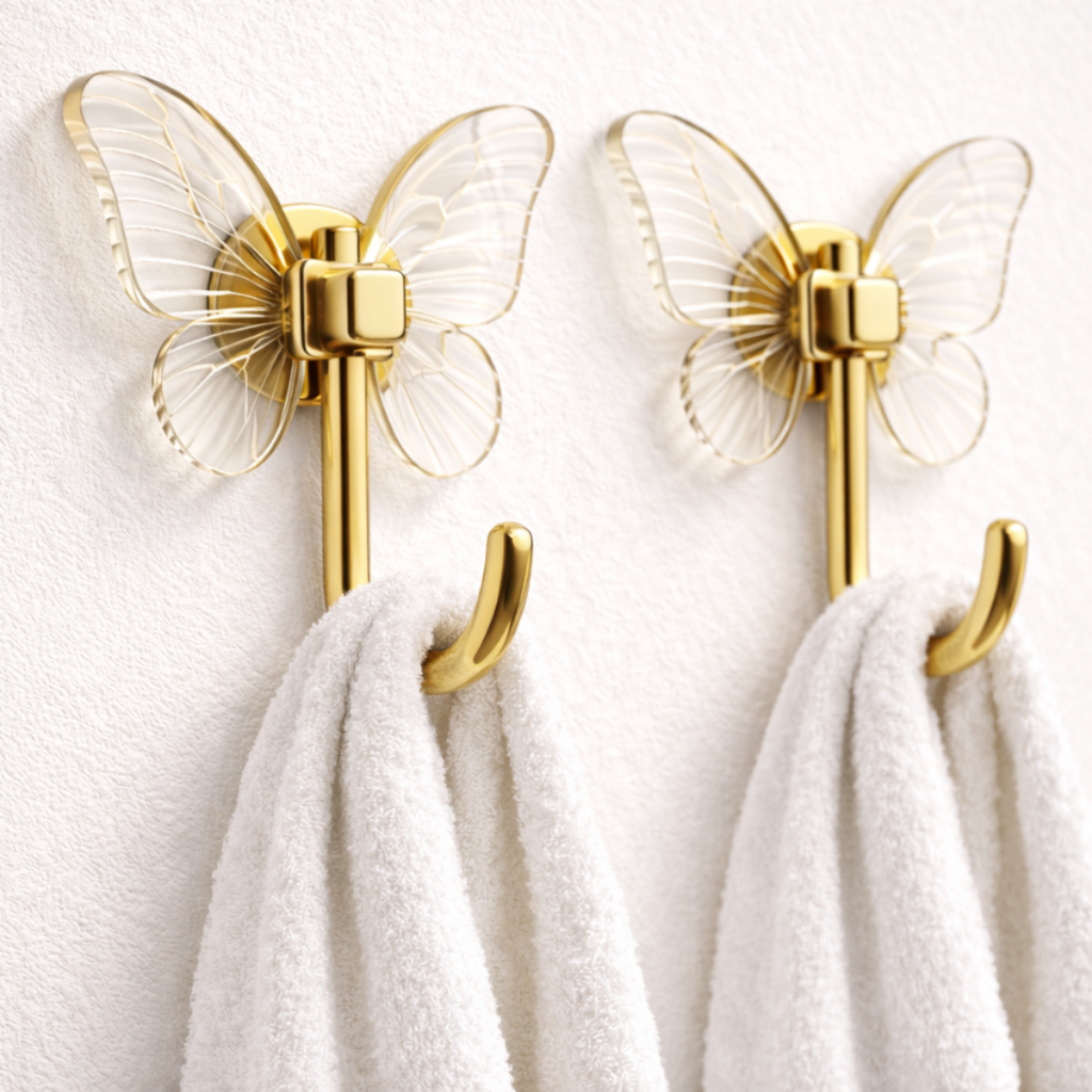 Kit Gancho Decorativo Borboleta Acrílico 2 Peças