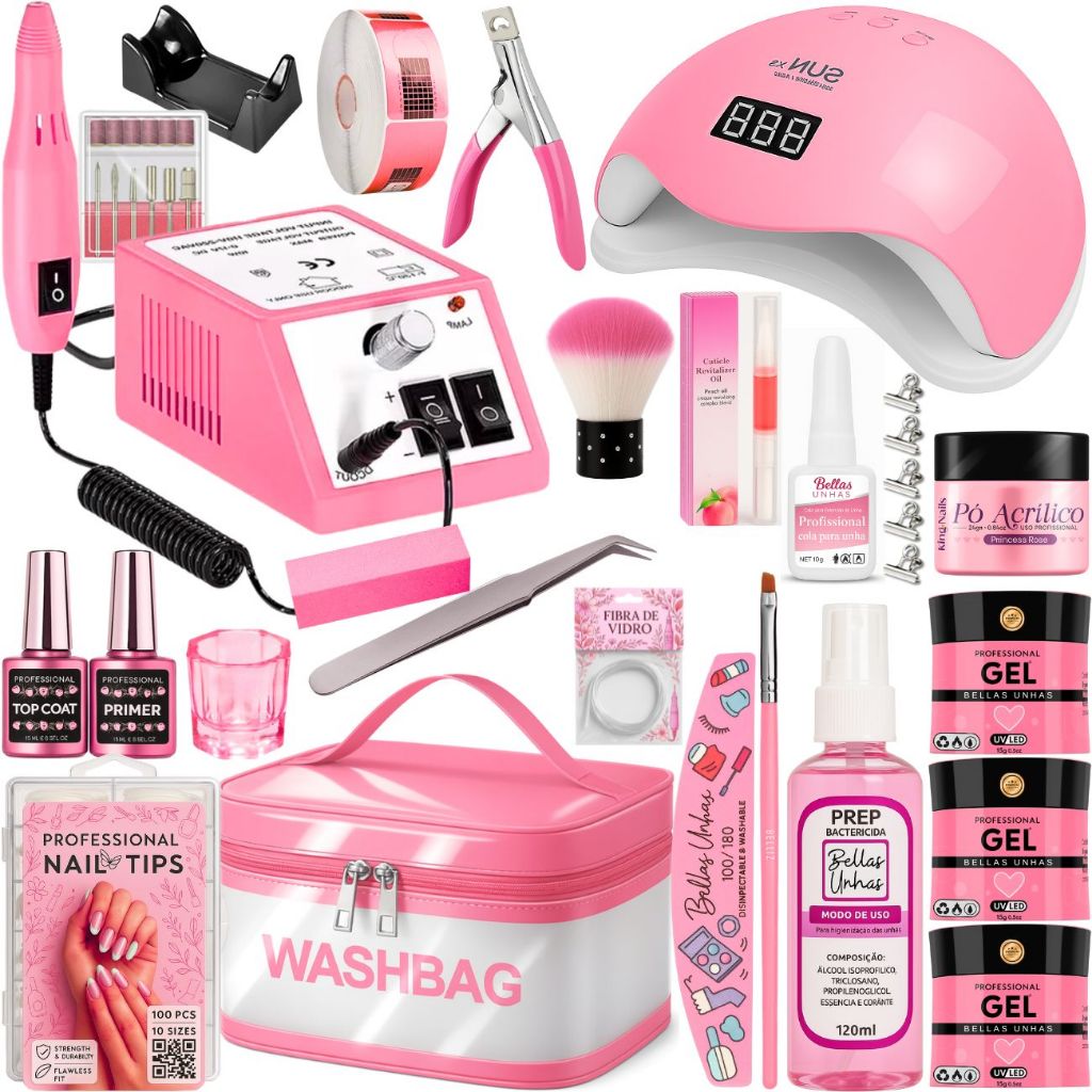 Kit Alongamento Unha Gel Profissional Lixadeira Me