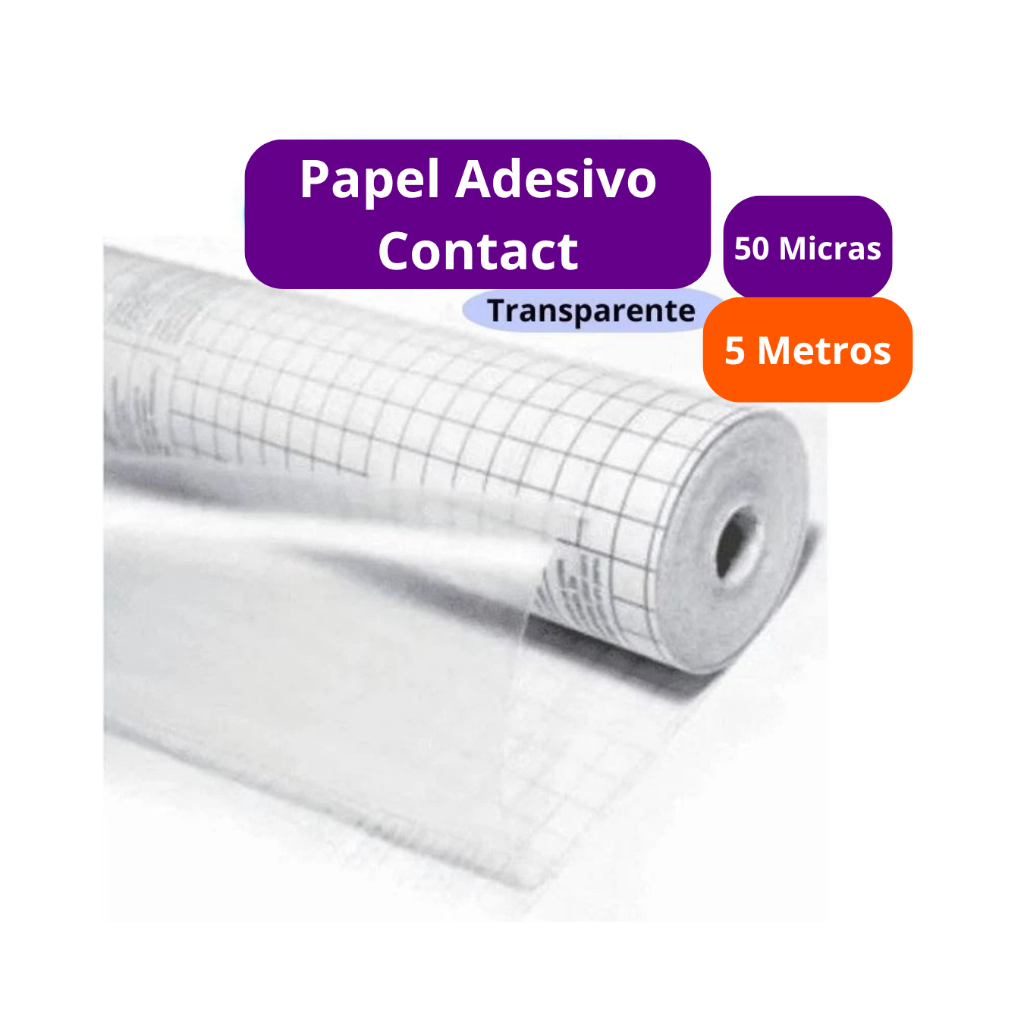 Papel Adesivo Contact Transparente 50 Micras Crist