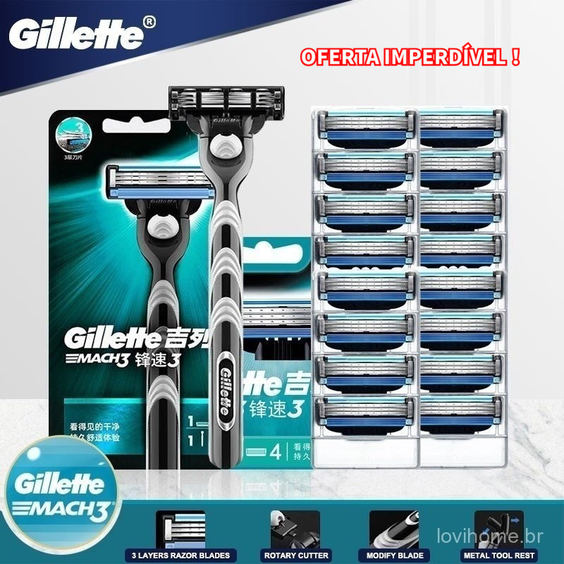18/8 Lâminas Gillette MACH 3 – Cartucho com