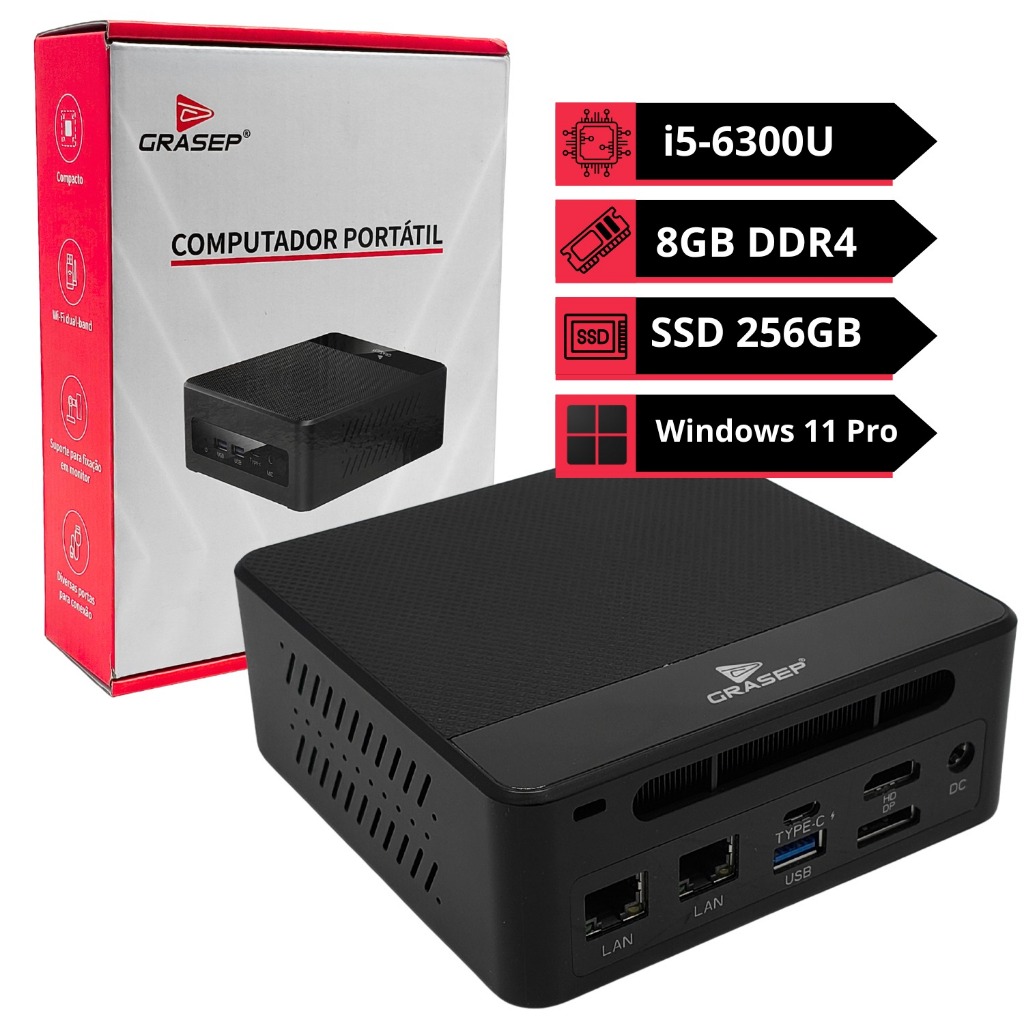 Computador Mini PC Intel i5 6300U 8GB DDR4 SSD 256