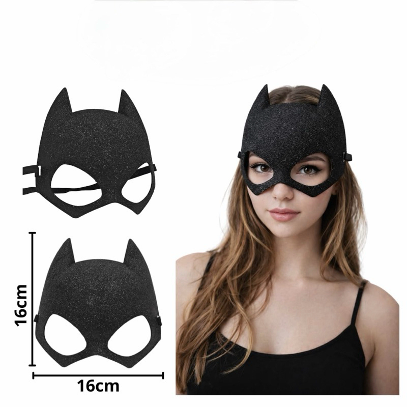 Máscara Mulher Gato Luxo Batgirl Batman Preto Gli