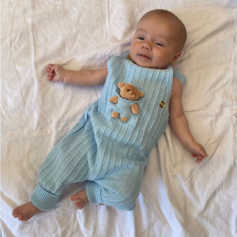 Jardineira Romper Menino Verão Alça Botões Made