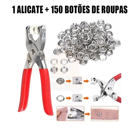 kit de Alicate Aplicador Para Botao De Metal De Pr