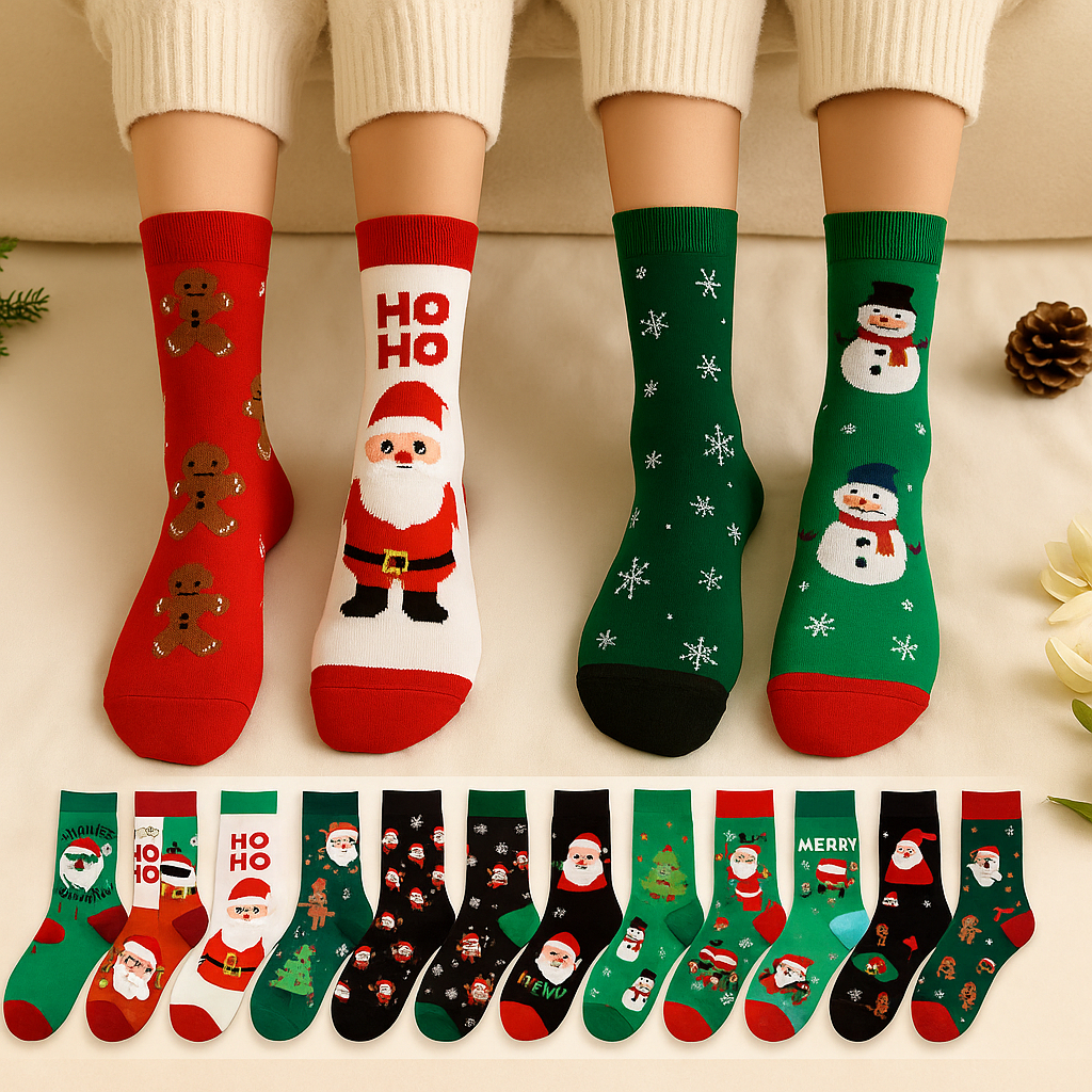 Kit 4 Par de Meia Feminina Natal Divertidas Colori