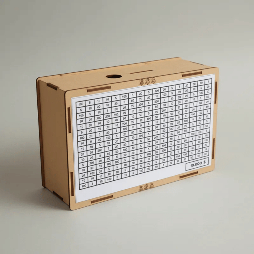 Cofre Woodbox Cofrinho Porta Moedeas Desafio 10.00