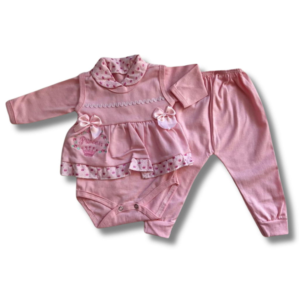 Conjunto Pagão Feminino 3 peças Roupa de Bebê 1
