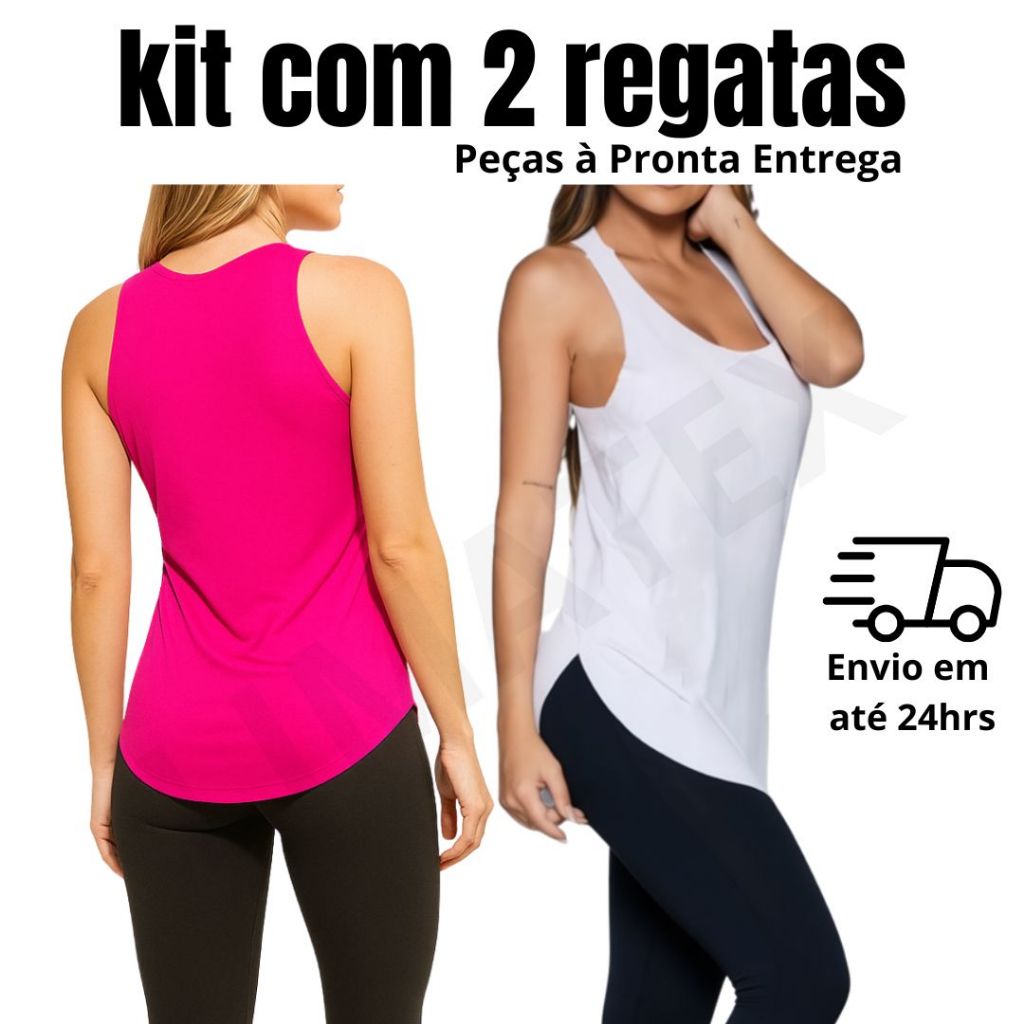 Kit 2 Regatas Fitness Tapa Bumbum Camiseta Academi