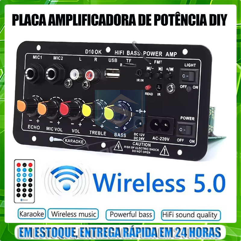 Mini Amplificador Super Bass Placa 12V 24V 110V 22