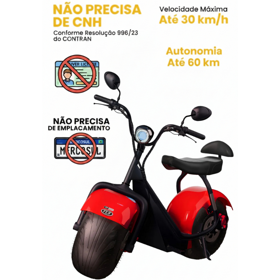 Scooter Moto Elétrica (Sem CNH) 1000W 60V TUI MAI