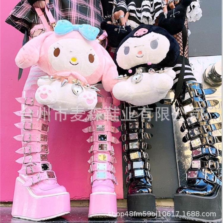 2026Demonia fivela cinta botas de sola grossa gót