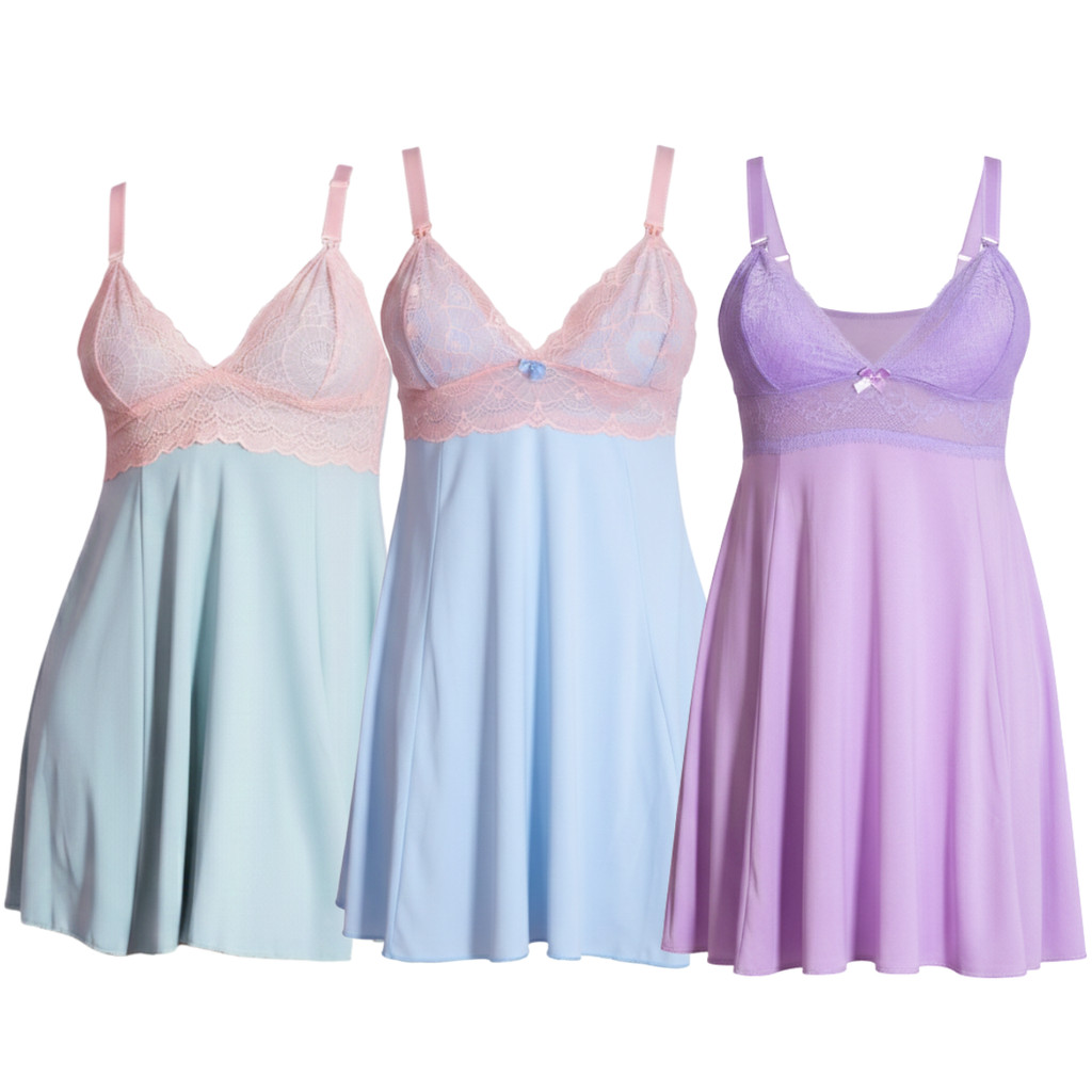 Kit 3 Camisolas Amamentação Pós Parto Com Abert