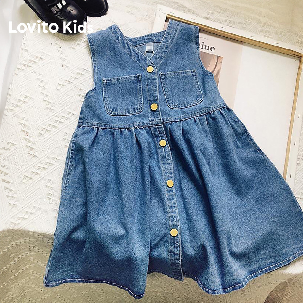 Lovito Kids Vestido Casual Lavado com Botão Prima