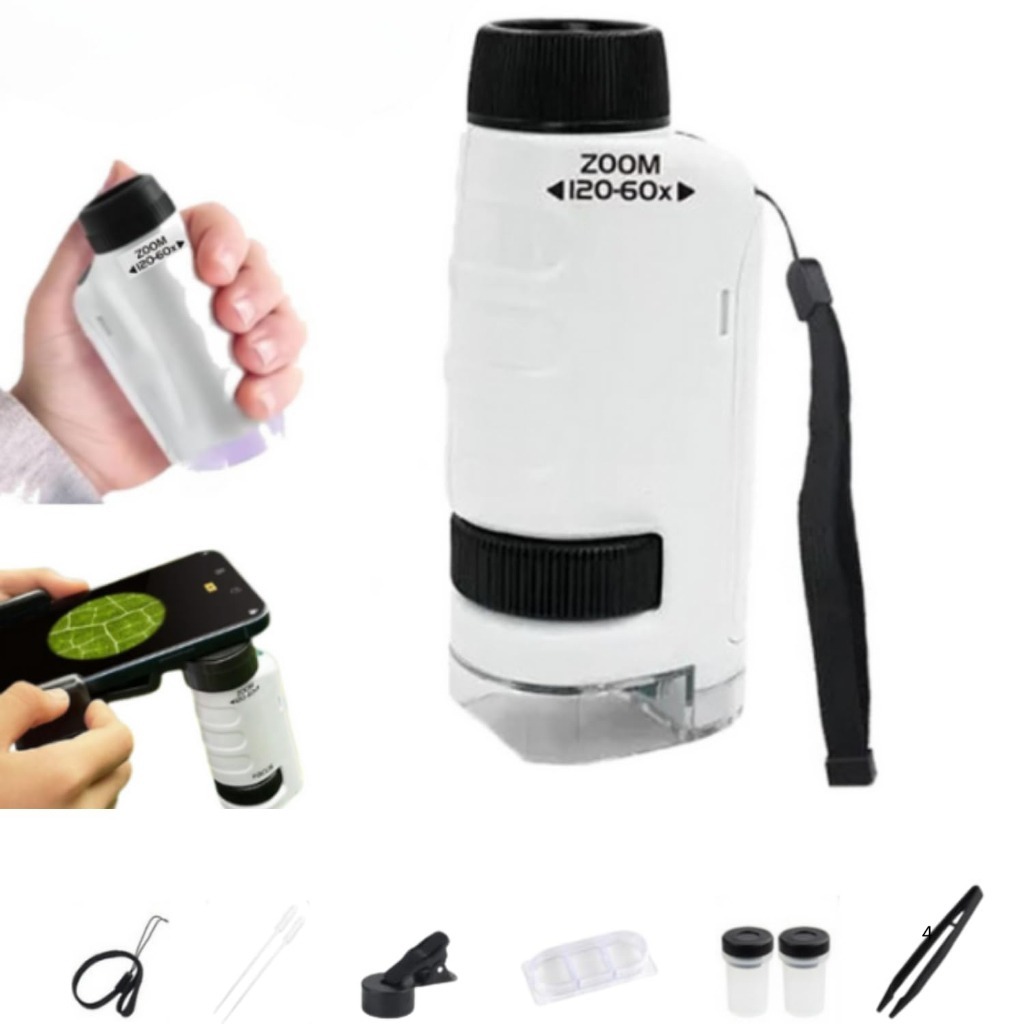 Microscópio de Mão Alta Ampliação 60X-180X par