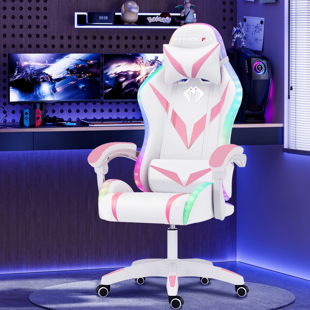 Cadeira Gamer Reclinável RGB LED com Controle, Er