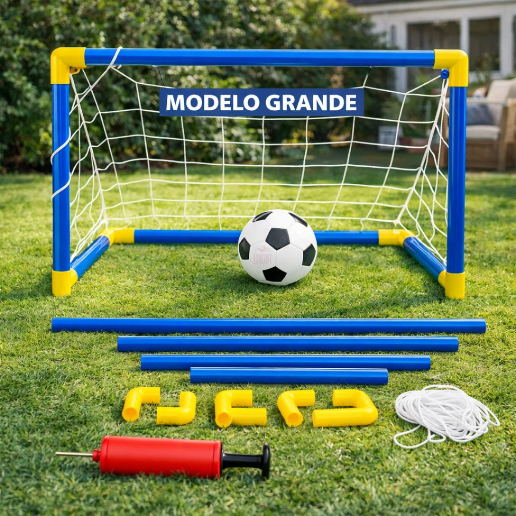 Kit Mini Trave com Rede 45/60 + Bola + Bomba de En