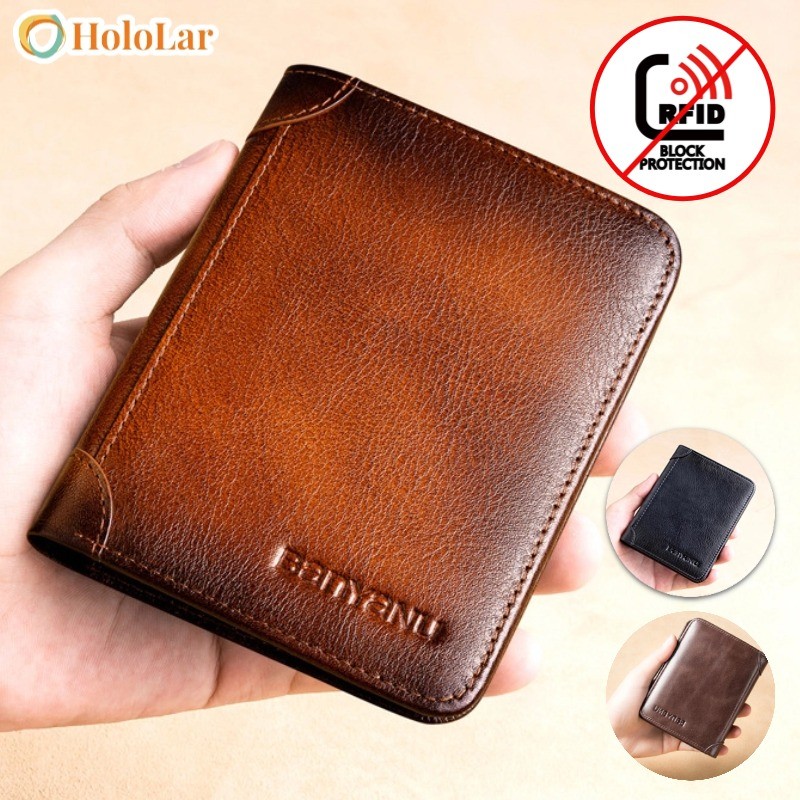 Carteira Antifurto Masculina De Couro Legítimo Vi