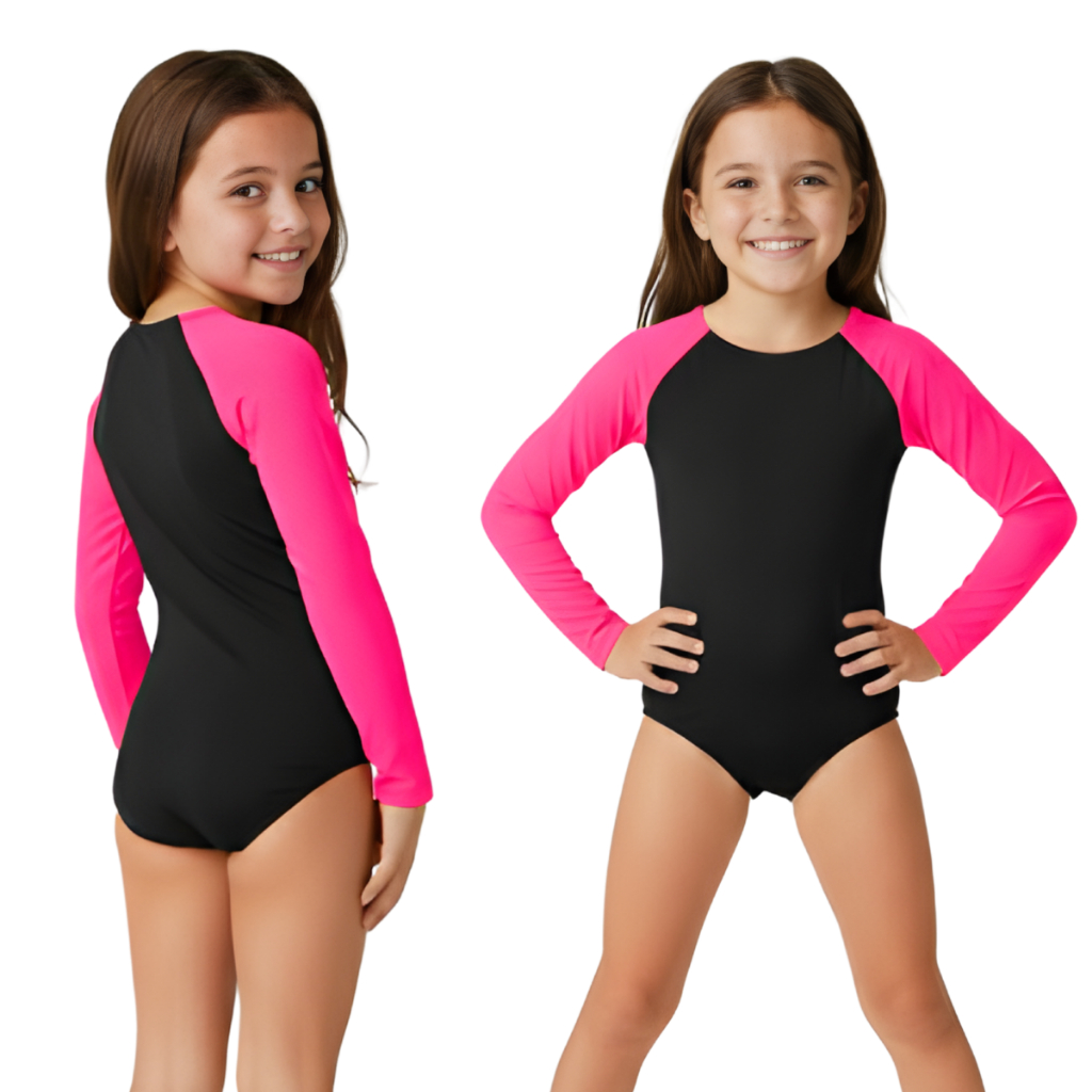 Maiô Infantil Feminino Manga Longa Para Praia ou 