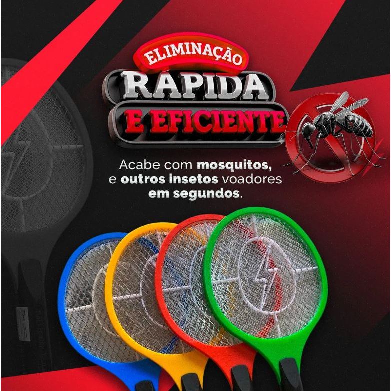 Raquete Elétrica Mata Mosquito Insetos Recarregá