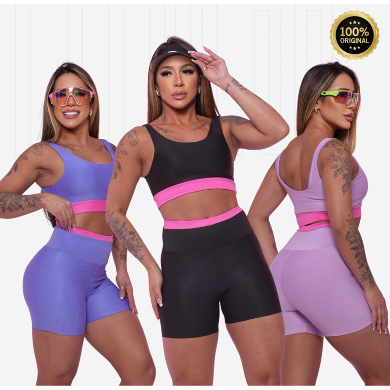 Conjunto Fitness Short Roupa de Academia Feminina 