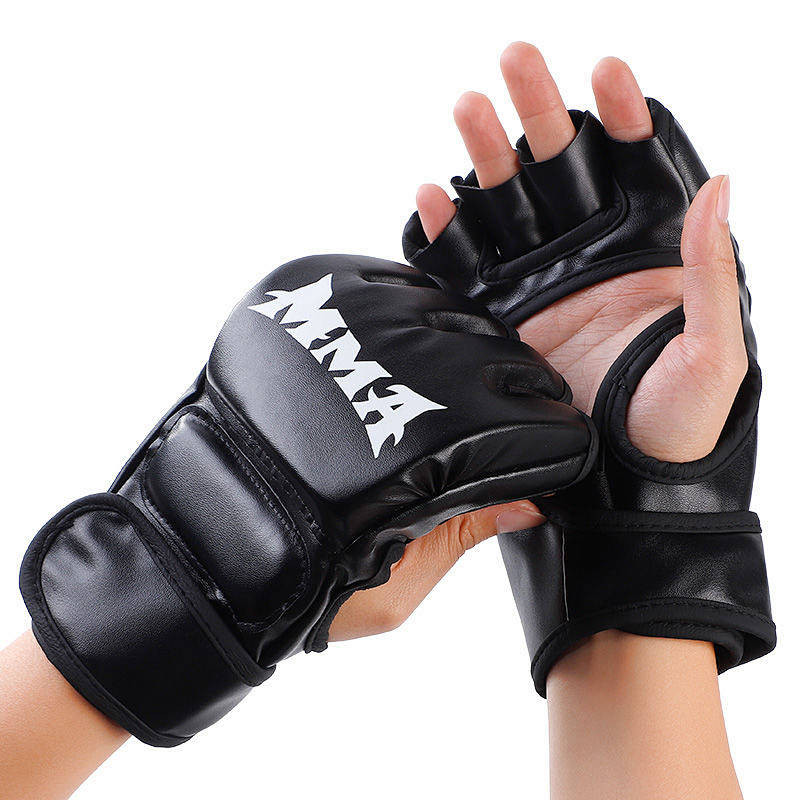 Adulto meio dedo luvas de boxe Sanda Muay Thai luv