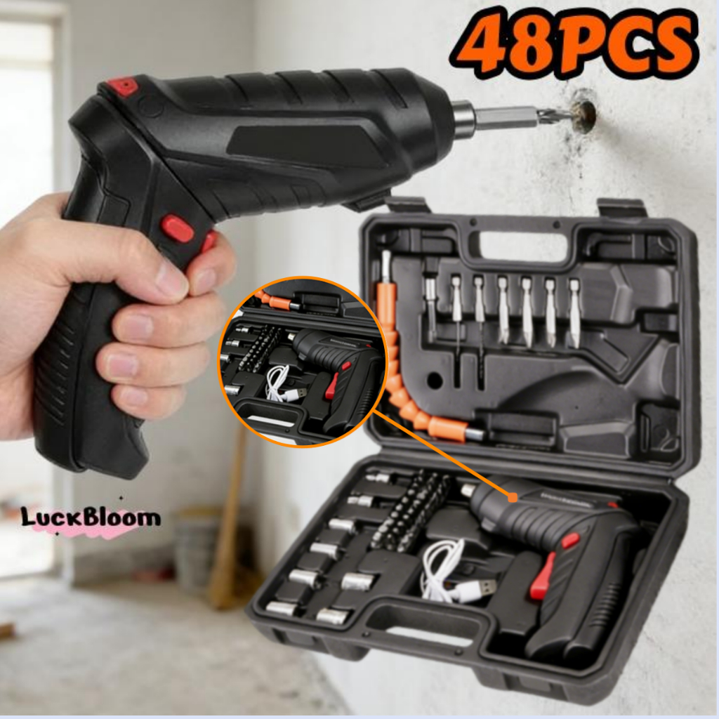 kit Parafusadeira/furadeira 48 Pçs À Bateria Car