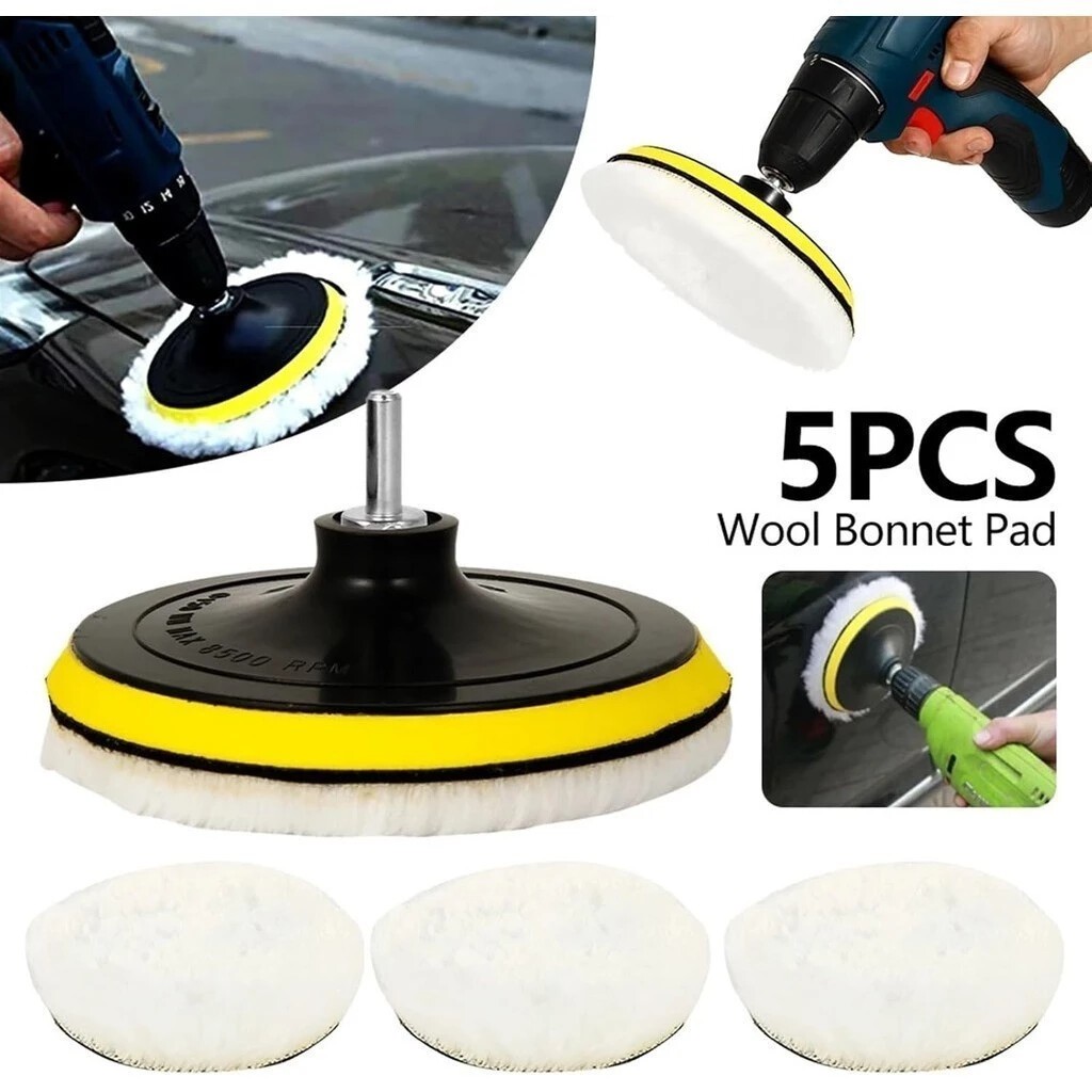 Kit 5 Peças Boina de Lã Polimento Com Suporte Ve