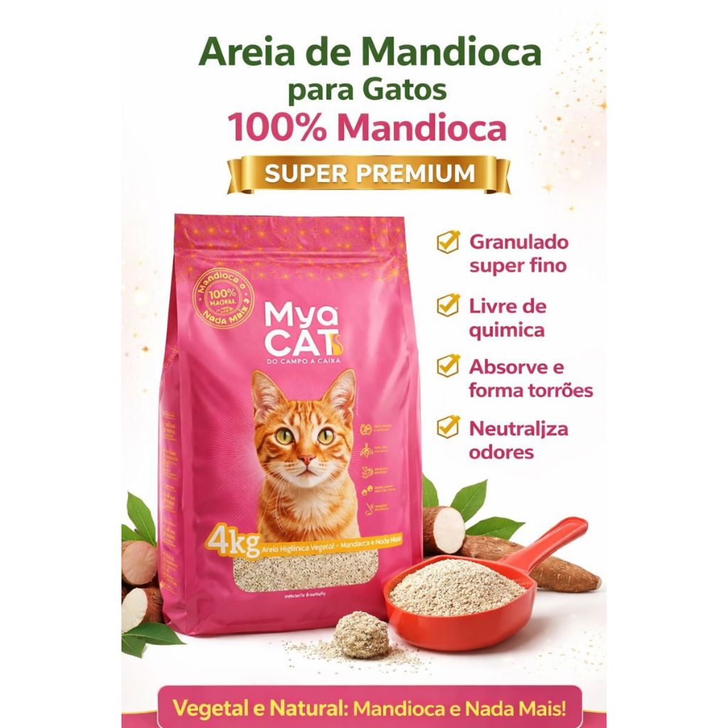 Mya Cat Areia 4kg Higiênica Biodegradável P/ Gat