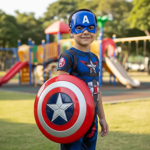 Fantasia Roupa Infantil Capitão América Com Escu