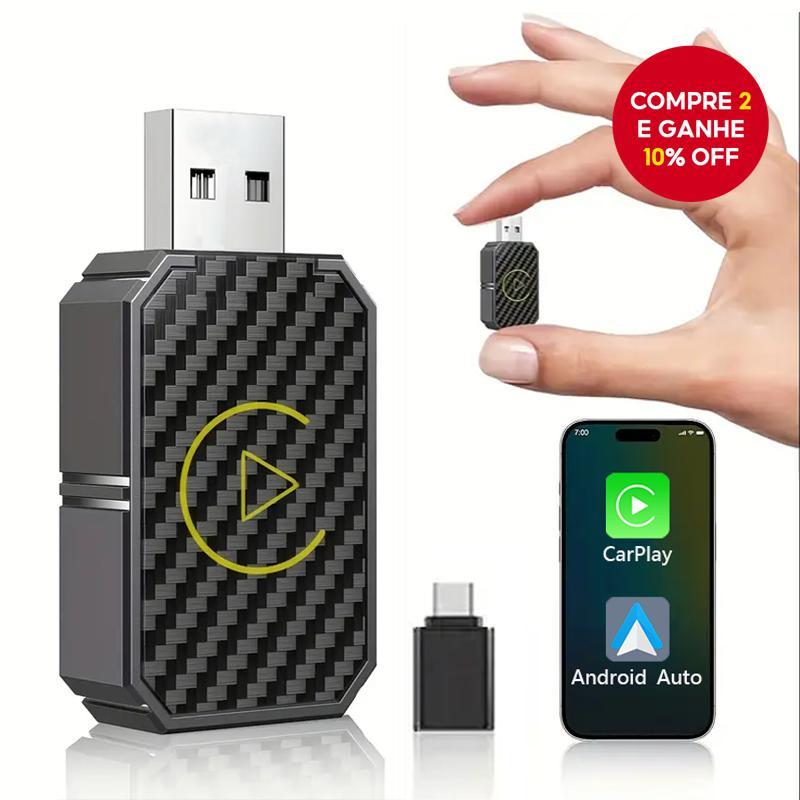 Adaptador 2 em 1 sem fio CarPlay E Android Auto, c