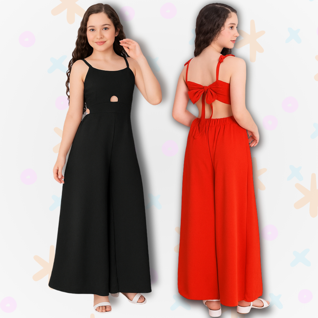 Macacão Infantil Menina Amarração Elegante Moda