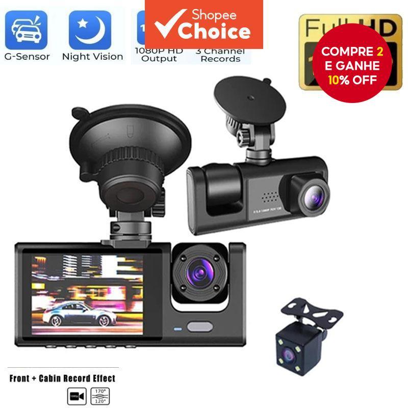 3 Lentes DVR Câmeras de Segurança para Veículos