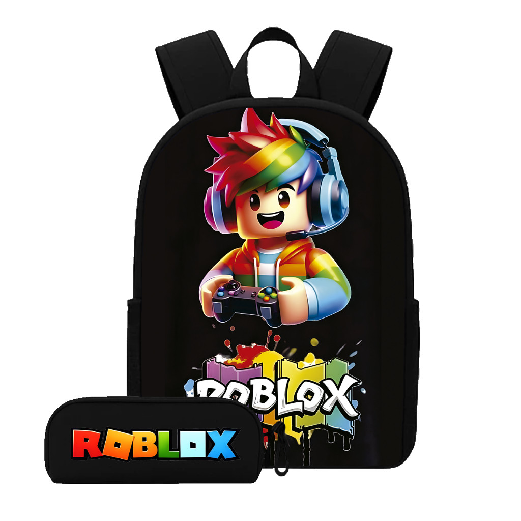 Kit Mochila Infantil Gamer Roblox + Estojo Escolar