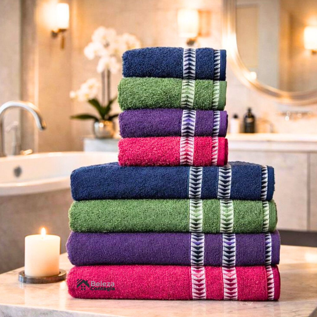 Jogo Toalhas de Banho 8 Peças Grande 4 Banho+ 4 R