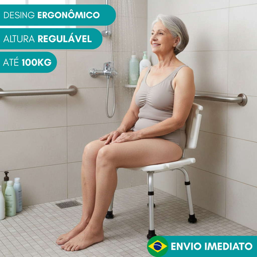 Banco de Banho Ajustável com Encosto 100kg Banque