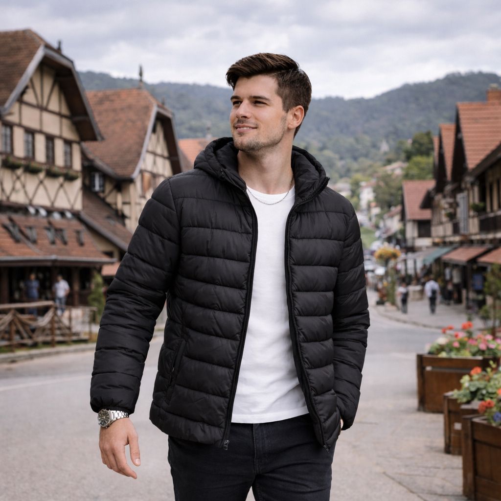 Jaqueta Bobojaco Puffer Capuz Removível Impermeá