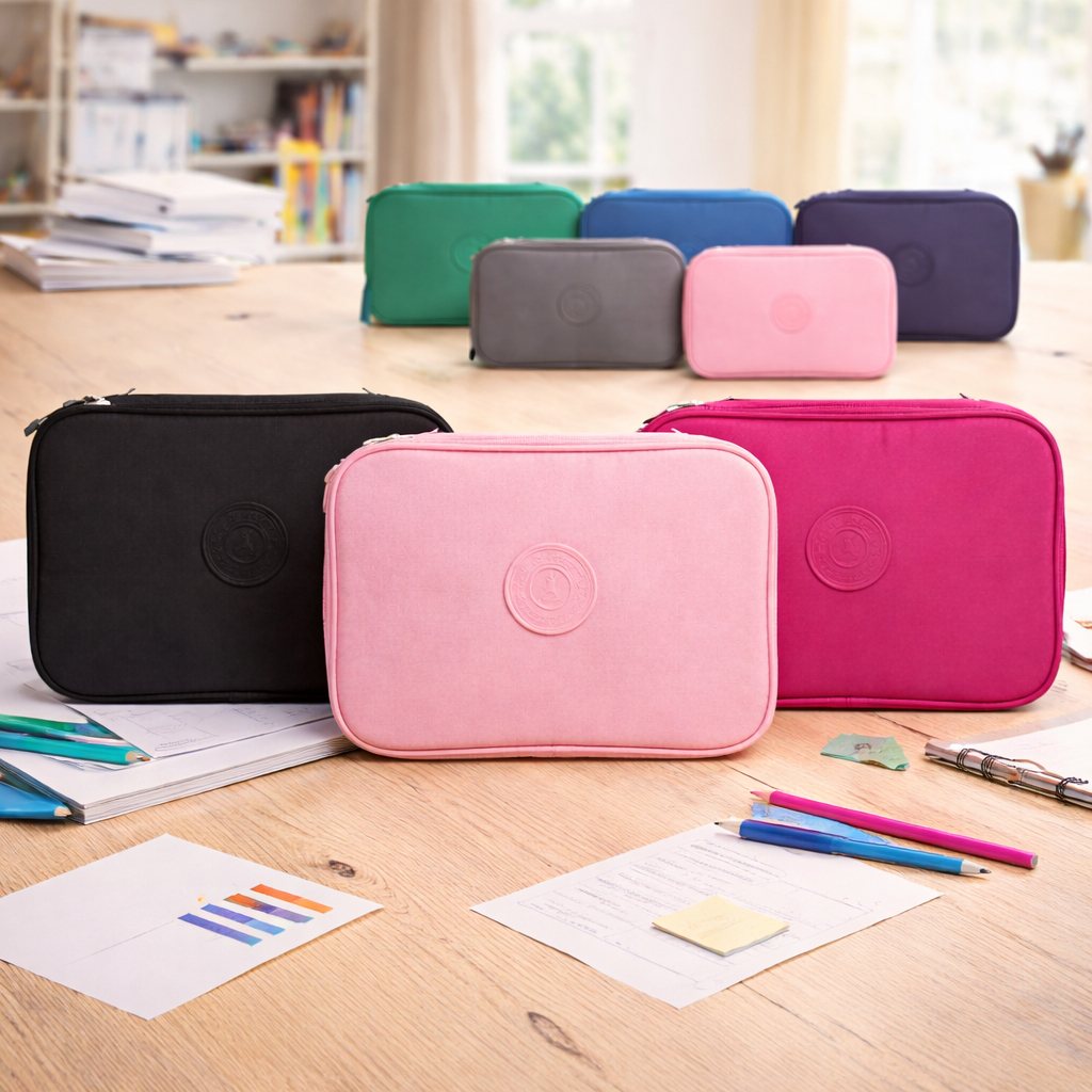 Estojo Escolar de Nylon Organizador 2 Divisórias 