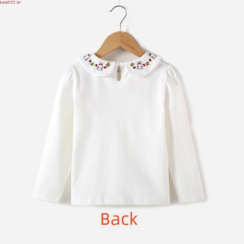 Budak Csa Branca De Manga Comprida De Algodão Par