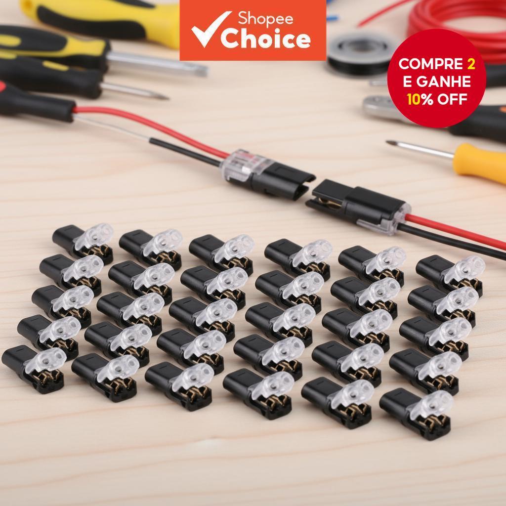 50 unidades de conector elétrico à prova dágua 