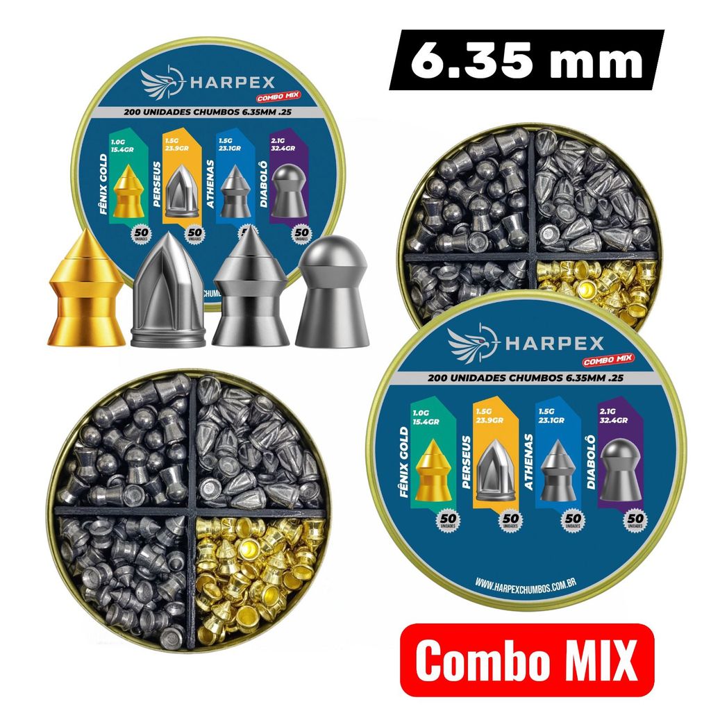 kit 4 Modelos de Chumbinhos 6.35mm Harpex – 