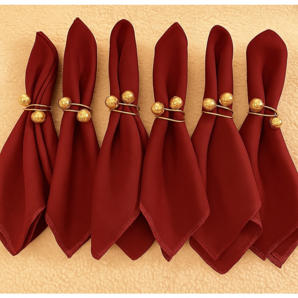 Kit guardanapos mesa posta cor vinho 6 peças 35cm