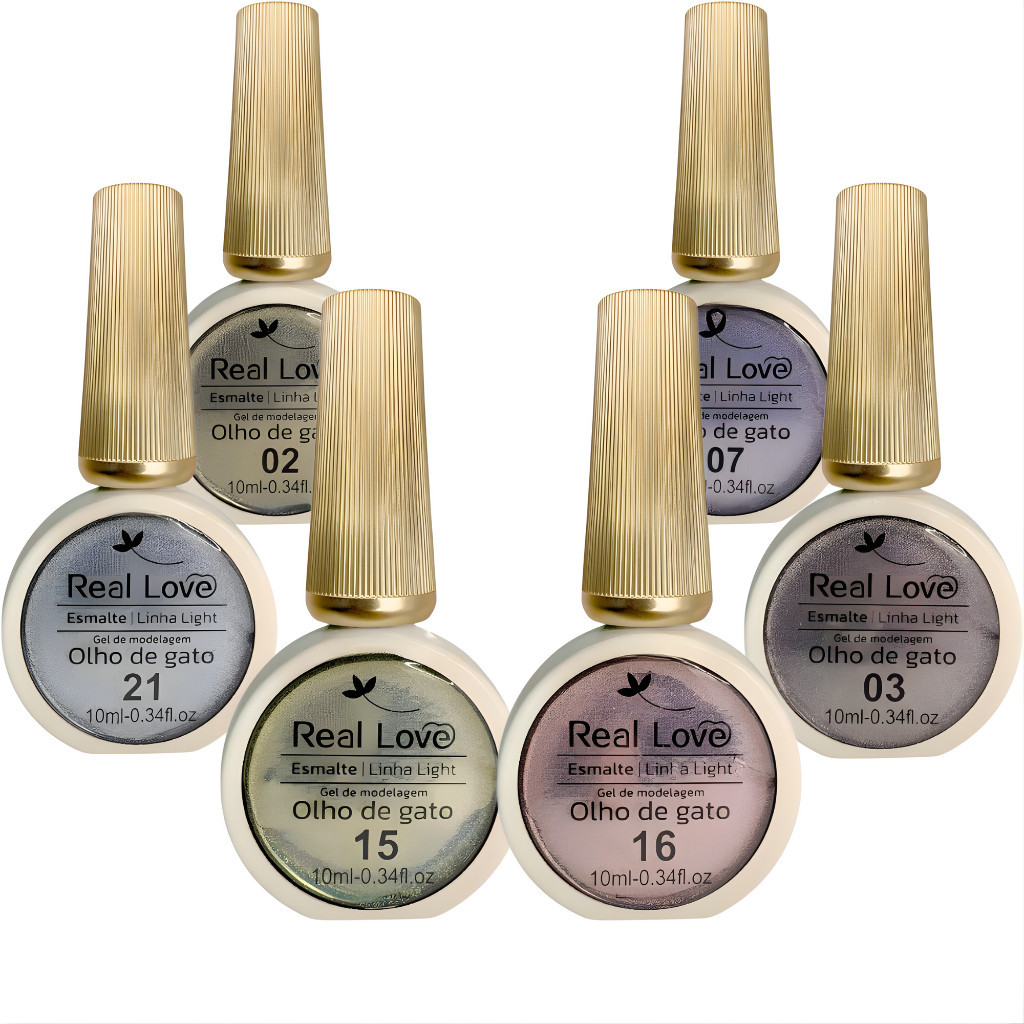 Kit 6 Esmalte Em Gel Refletivo Glitter Olho De Gat