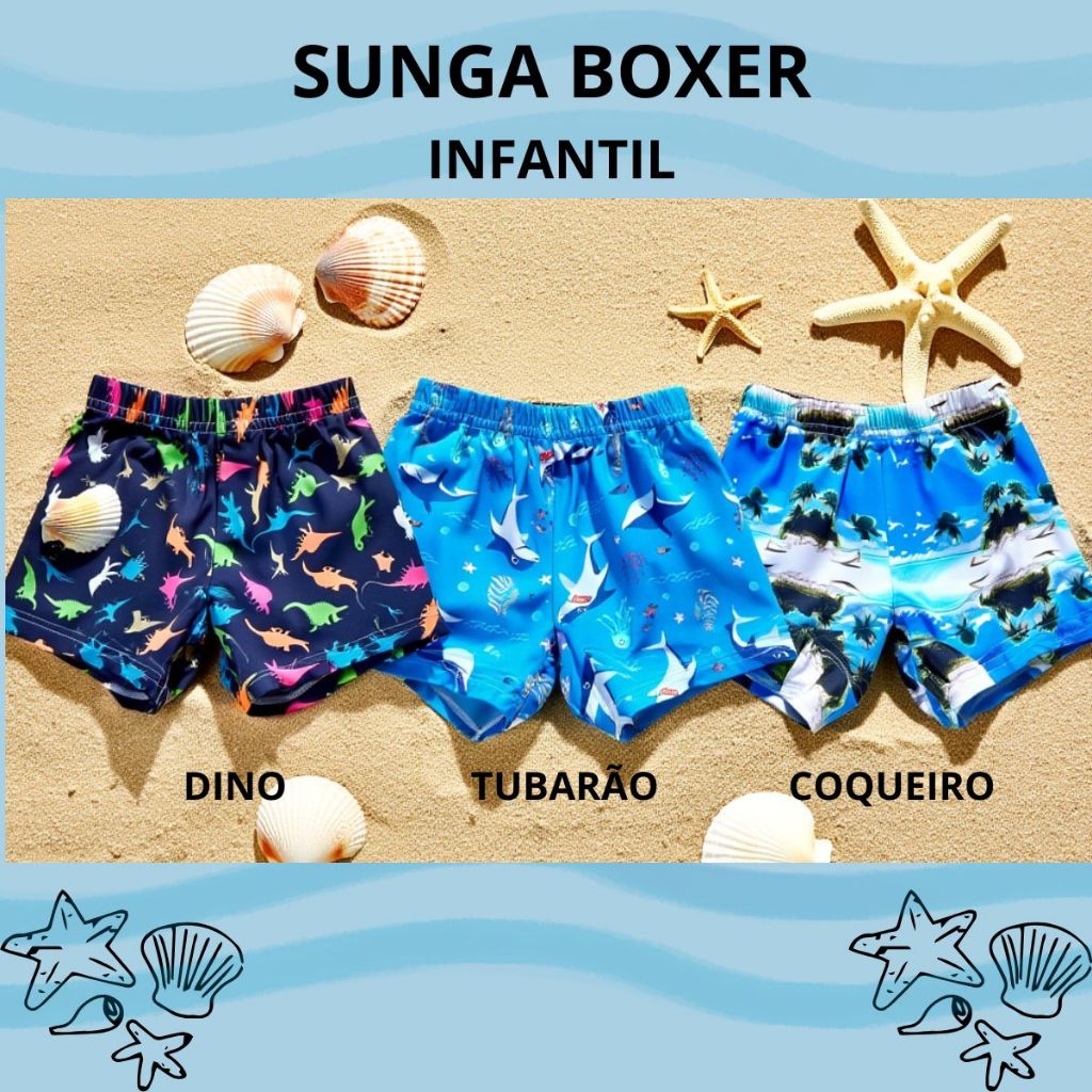 Kit 2 Sunga Infantil Menino Boxer Forro Roupa de B