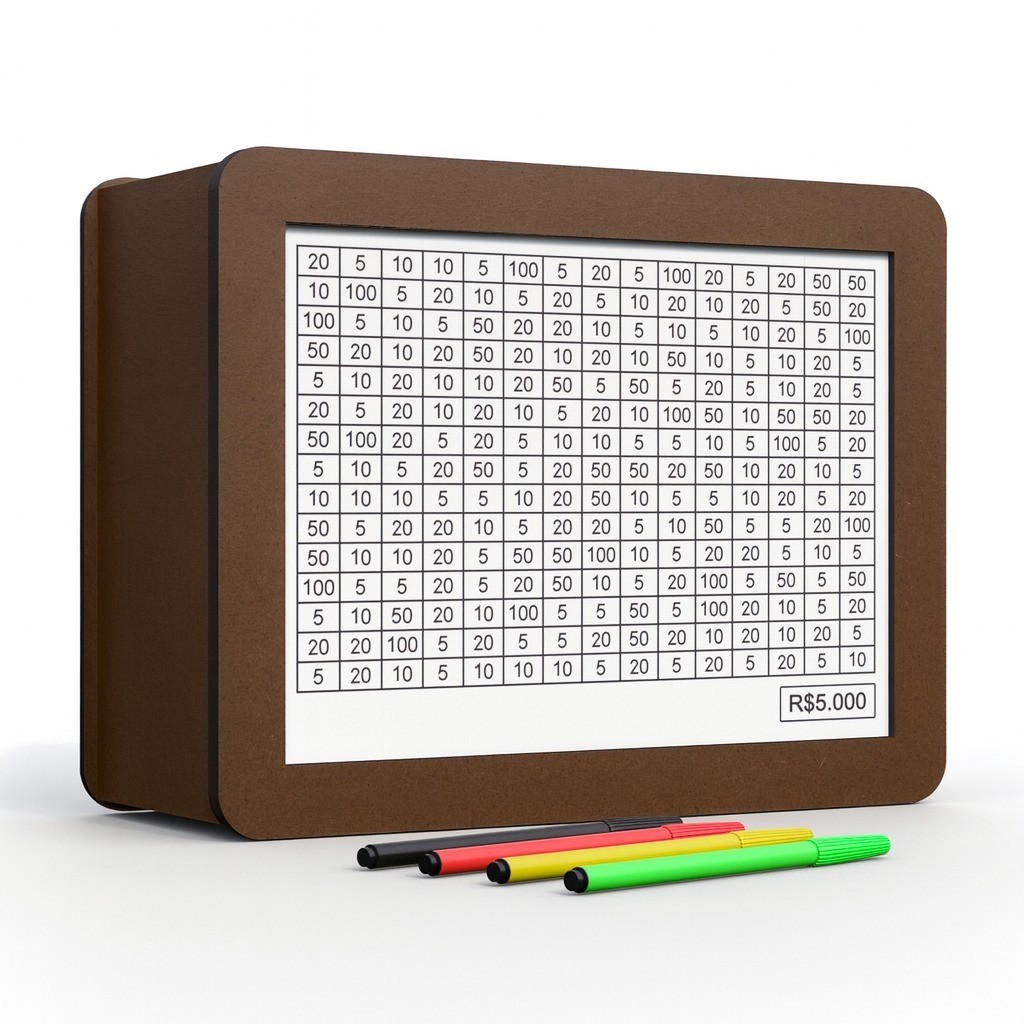 Cofre Desafio de Poupar 1Mil 5Mil 10Mil Woodbox Co