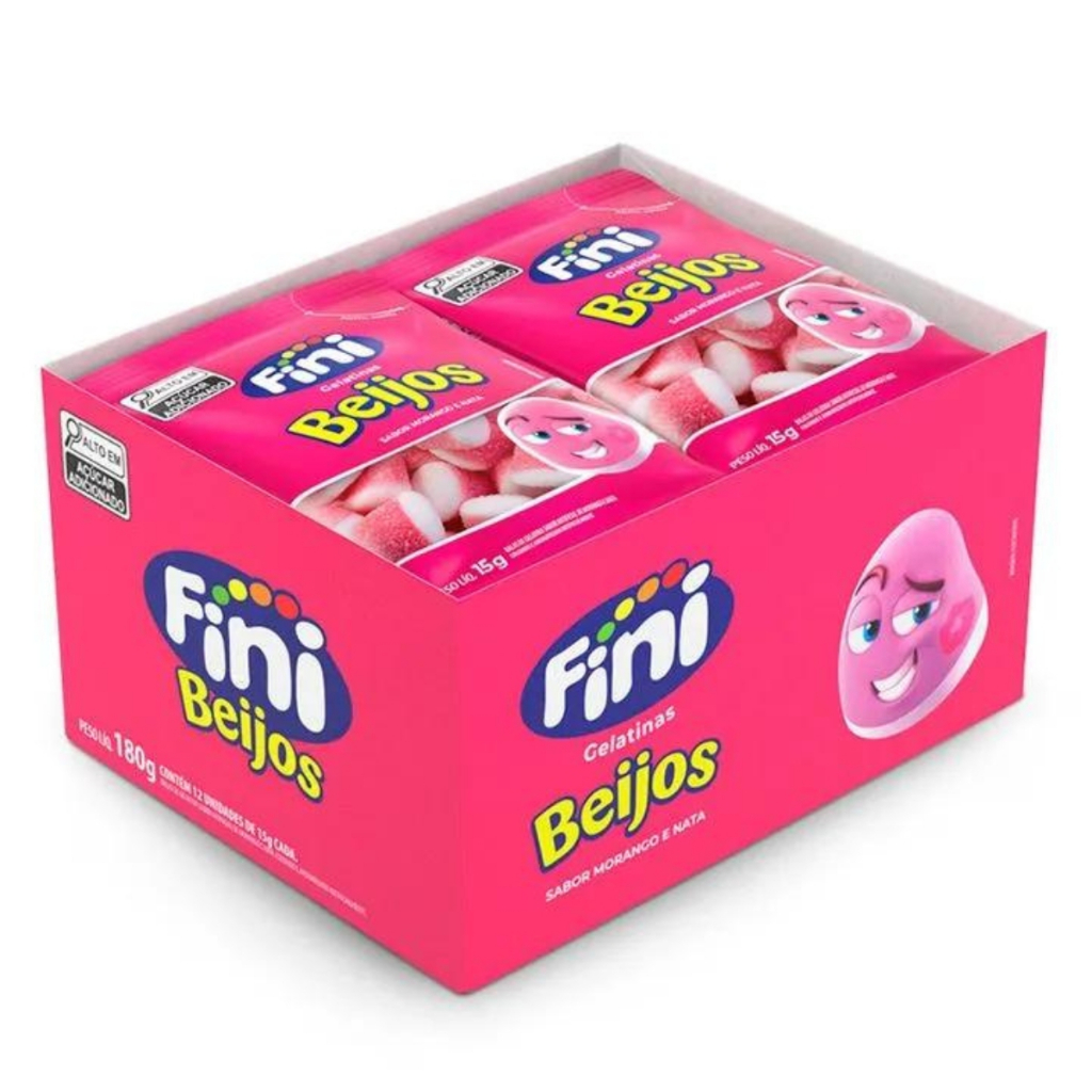 Bala Gelatina Beijos de Morango C/12un 15gr –