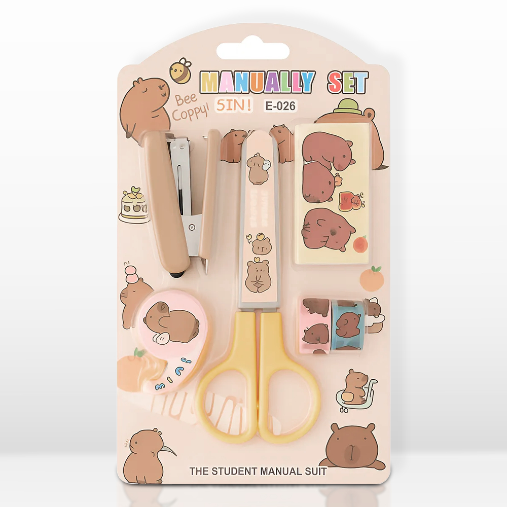 Conjunto Escolar Material Capivara Kawaii Infantil