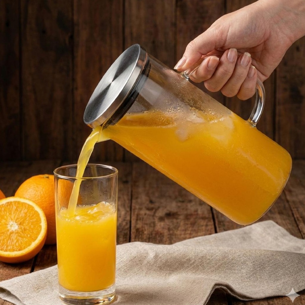 Jarra De Vidro Borossilicato Tampa  Inox Bico Com 