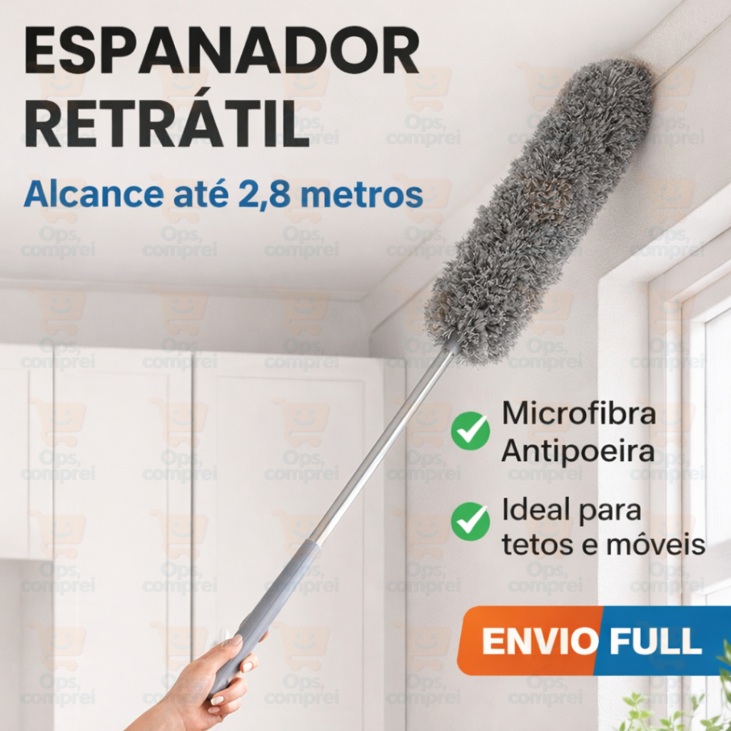 Espanador Retrátil 2,80m Limpeza Rápida e Sem Es